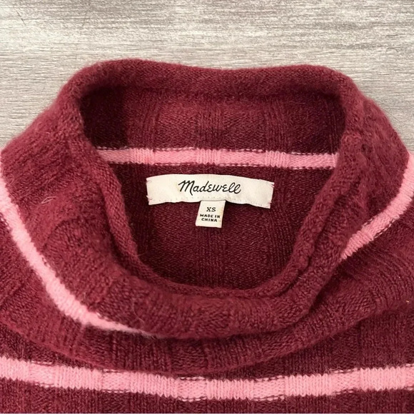Madewell Colorful Striped Mock Neck Wool Alpaca Blend Soft Knit Sweater Retro XS - Picture 5 of 10